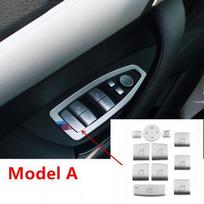 Chrome Door Window Glass Lifter Switch Button Cover Trim Decal For BMW 3/4/5 Series F10 F11 F30 F31 F34 F36 Car Model B  12pcs gray