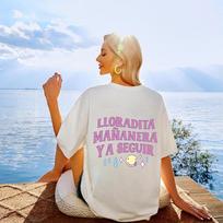 Verk rytoj Liūdnas veidas Gatvės raidės marškinėliai Moteriški vasariniai kvėpuojantys marškinėliai Laisvi, dideli, medvilniniai trumpomis rankovėmis S balta