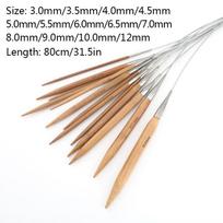 3,0–12,0 mm nerūdijančio plieno vamzdis, rudas bambuko ir nerūdijančio plieno apskritos mezgimo adatos 3.0mm