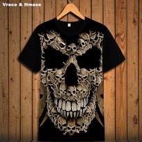 Europos amerikietiško stiliaus 3D kūrybingi demono kaukolės marginimo hip-hop marškinėliai 2018 vasara Nauji madingi marškinėliai trumpomis rankovėmis vyriški S-6XL XS black