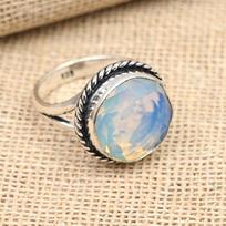 Milky Opal Gemstone Handmade 925 Solid Sterling Silver Jewelry Pretty Ring For Women 4 balta