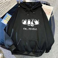 Ew People Sweatshirts for Unisexs Funny Clothes Cute Cats Hoodies Creative Graphic Hoody Fall Fleece Casual Pullovers Streetwear 2XL