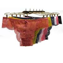 Moterų medvilniniai apatiniai Seksualios nėrinukų kelnaitės Skaidrios bikini kelnaitės Kelnaitės 6 vnt./rinkinys XL brown