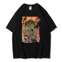 Wild Vegetable Monsters Attack Humans Unisex T Shirts Hip Hop Summer Tee Clothing Fashion Cartoons Tops Simplicity Cotton T-Shirts 3XL gray