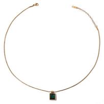 Exquisite Green Glass Pendant Necklace for Women's Instagram Fashionable, Minimalist, Trendy, Elegant, and Temperament Necklace 46CM