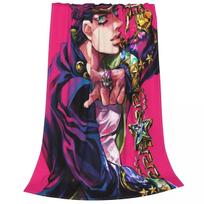Jotaro Kujo Fleece Blankets Jojo's Bizarre Adventure Anime Novelty Throw Blankets for Home 200x150cm Bedspread 75x100cm 30x40inch black