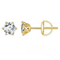 Moissanite smeigtukai auskarai, D spalvos Briliantinis apvalus pjūvis, laboratorijoje sukurti deimantiniai 925 sidabriniai auskarai, paauksuoti moterims 0.5CT X 2