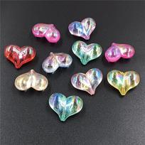20Pcs Creative Acrylic DIY Accessories Peach Heart Magic Color for Bracelet Jewelry Making Transparent Heart Beads Pendants Vertical Hole Fashion įvairiaspalvis