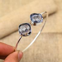 Iolite Gemstone Handmade 925 Solid Sterling Silver Jewelry Cuff Adjustable For Her Adjustable mėlyna