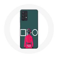 Coque pour Samsung Galaxy A32 5G Squid Game Soldat Rouge avec Masque Cercle Fond Vert žalia