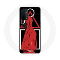 Coque pour Oppo A74 5G Squid Game logo symboles triangle carre cercle Fond Noir juoda
