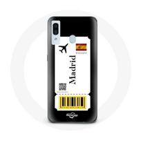 Coque pour Samsung Galaxy A20 Billet d'avion Madrid Espagne