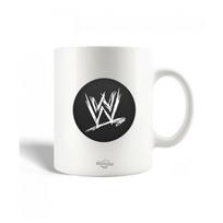Keraminis puodelis World Wrestling Entertainment WWE logotipas baltas juodas fonas