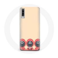 Coque pour Samsung Galaxy A70 Squid Game Masques Triangle carré et Cercle Fan Art