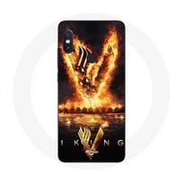 Dėklas - Vikingai - Xiaomi Redmi Note 5 Pro - V Ugnies Kardas Logotipas - Juodas - Kietas juoda