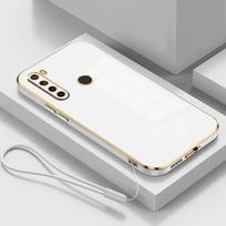 For Samsung A21 Case Galaxy A21 Cover SM-A215U SM-A215U1 SM-S215DL A215W Luxury Square Plating Phone Case Shockproof Back Cover Galaxy A21&Case & Strap sniego baltumo spalva