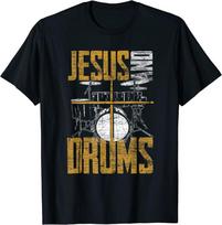 Krikščioniškas atsidavęs būgnininkas Jėzus ir būgnai Jesus Unisex marškinėliai S