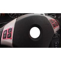 Car styling For BMW E90 2005-2012 Steering Wheel Button Cover Trim Frame Sticker raudona