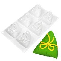 NonStick Zongzi Baking Molds 6-cavity Rice Dumpling Pastry Bakeware Chocolate Mold for Cake Decoration Handmades white