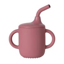 Yousheng 180 ml mokomasis gėrimo puodelis seifas su dangteliu šiaudeliais, puikiai priglundantis nuo kritimo silikoninis dvigubas ausys, kūdikių puodelis, skirtas vaikams, priedai vyno raudonos spalvos