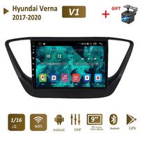 Android Carplay Auto For Hyundai Solaris 2 Verna 2017-2020 Car Radio Navigaion GPS Multimedia Video Player 2din Head Unit 2+32GB 1+16GB juoda