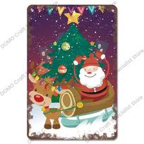 Kalėdų diena Metalinės skardos lentelės Vintažinis plakatas Linksmų Kalėdų Retro skardos plokštės Kavinė Baras Pub Namų dekoras X-MAS Dovana 20x30cm red