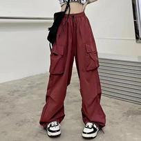 WTEMPO Solid Cargo Pants Women Casual Baggy Long Trousers Spring Fall Streetwear Vintage Loose Couple Sweatpants S raudona