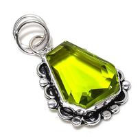 Natural Peridot Gemstone Handmade 925 Sterling Silver Gift Pendant 1.77  A3g23 yellow