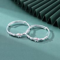 S990 Foot Silver Baby Bracelet Ethnic Style Pixiu Beaded Bracelet Push-pull Children's Baby Bracelet Silver Bracelet Adjustable size gray