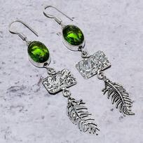 Natural Peridot Gemstone Handmade 925 Sterling Silver Gift Earring 3.19  w1z45 gray