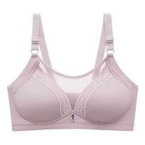 Summer Breathable Gathered Non Steel Rim Adjustable Upper Support Anti Sagging Breast Retraction Anti Glare Full Cup Bra 36/80C šviesiai violetinė spalva