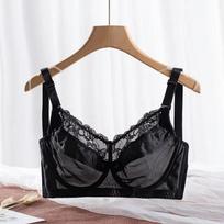 Underwear Women's Full Cup with Steel Ring on The Support To Prevent Sagging Large Size Chest Small Summer Ultra-thin Bra 32/70B violetinė