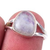 Natural Rainbow Moon Stone Gemstone Handmade 925 Sterling Silver Ring S.6 a6k31 gray