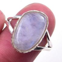 Natural Rainbow Moon Stone Gemstone Handmade 925 Sterling Silver Ring S.7 z1g54 gray