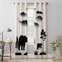Bear Forest Silhouette Window Curtains for Living Room Luxury Bedroom Curtain Kitchen Blinds Drapes Curtains 135W x 60H(cm) x1 white