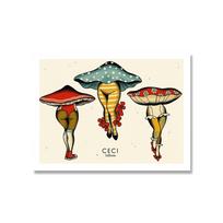Funny Abstract Canvas Poster Mushroom Carrots Butt with Sexy Woman Leg Prints Vintage Wall Art Picture for Bedroom Home Decor 21x30cm No Framed
