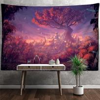 Vikingų Varnas Gobelenas Sieninis Pakabinamas Norų Medis Paslaptinga Meditacija Psichodelinis Menas Svetainės Menas Namų Dekoras 95x70cm pink