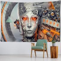 Roboto gyvūnų gobeleno sieninis pakabinimas, ateities mokslinės fantastikos paslaptingas bohemiškas stalo kilimėlis, poliesterio spausdinimo studijų dekoras 95x70CM