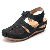 Vasaros moteriškos basutės Aukščiausios kokybės ortopedinės Hallux Valgus korektoriai Plokščiapadžiai Laisvalaikio minkšto pado paplūdimio pleištai Moteriški Zapatillas Mujer 39 black