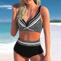 Moteriški maudymosi kostiumėliai Tankini 2 dalių maudymosi kostiumėlis, mėlynas krištolo leopardo raštas, atostogų maudymosi kostiumėliai S juoda