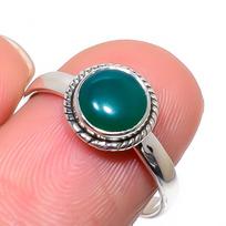 Natural Green Onex Gemstone Handmade 925 Sterling Silver Jewelry Ring S.8 C4d64