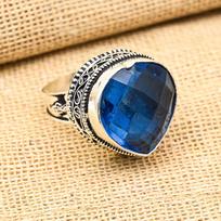Heart Shape Tanzanite Gemstone Handmade 925 Sterling Silver Ring Jewelry For Thanksgiving 4 mėlyna