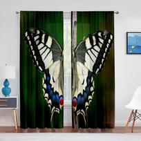 Fantasy Purple Butterfly Sheer Voile Curtain Butterflies Wings Chiffon Window Tulle Curtains for Living Room Bedroom Kitchen 1 PCS W100XH250cm&Grommet Top blue