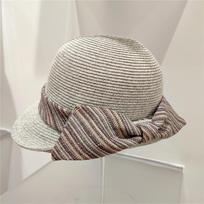 Ins Chic Summer Japan Natūralaus augalinio pluošto žolės dryžuotas lankas, valcuotas kraštelis Moteriška kepurė nuo saulės moteriška laisvalaikio kepurė head size 57cm