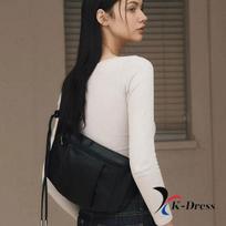 Cracked Stitch Sling Bag 30x22x5.5cm black