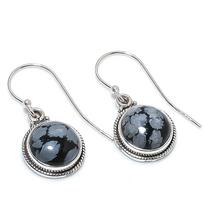 Natūralus Sniego Obsidianas Brangakmenis 925 Kieto Sidabro Auskaras 1,25  g4E29 gray