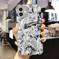 Luxury leather case for apple iphone 13 12 11 Pro MAX MiNi 7 8plus SE2020 X XS XR Cartoon Japan Cute Face Anime Girl White Cover 13 pro max white