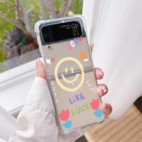 Case For Samsung Galaxy Z Flip 3 5G Funda Z Flip 4 Luxury Clear PC Hard Shockproof Back Phone Coque Smiley Face Stripes Samsung Z Flip