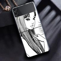 Phone Case For Samsung Galaxy Z Flip 3 5G Black Hard Cover ZFlip 3 Luxury Shockproof Bumper Cases Fundas Comic Junji Ito Tomie Samsung Z Flip 3 gray