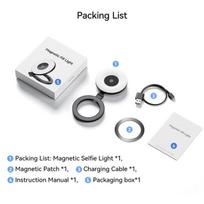 Magnetinė asmenukių žiedinė lempa išmaniesiems telefonams, magnetinė papildoma šviesa, mini kišeninė asmenukių lemputė IPhone XIAOMI HUAWEI SAMSUNG 2500K-9000K